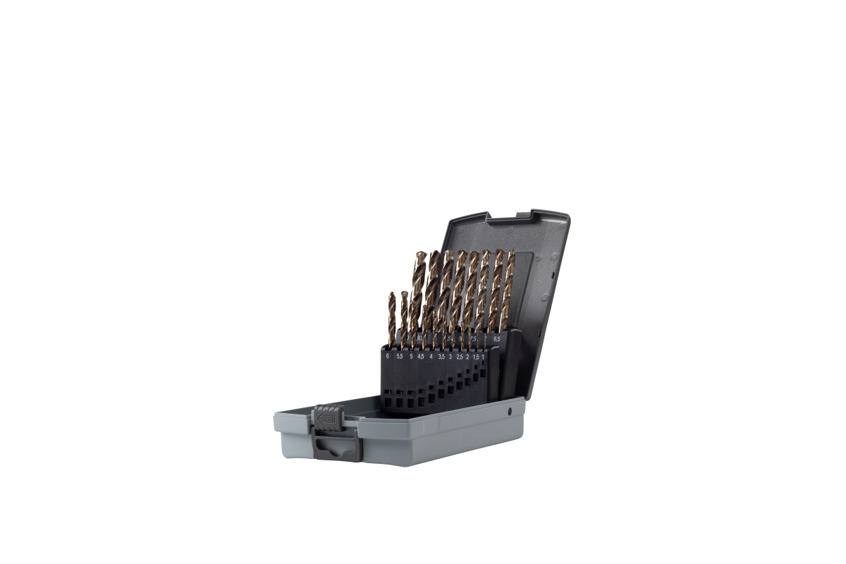 KRINO ASSORTIMENTO PUNTE AL COBALTO 8% IN ASTUCCIO DI ABS HSS-CO 8% DIN 338 1-10X0,5