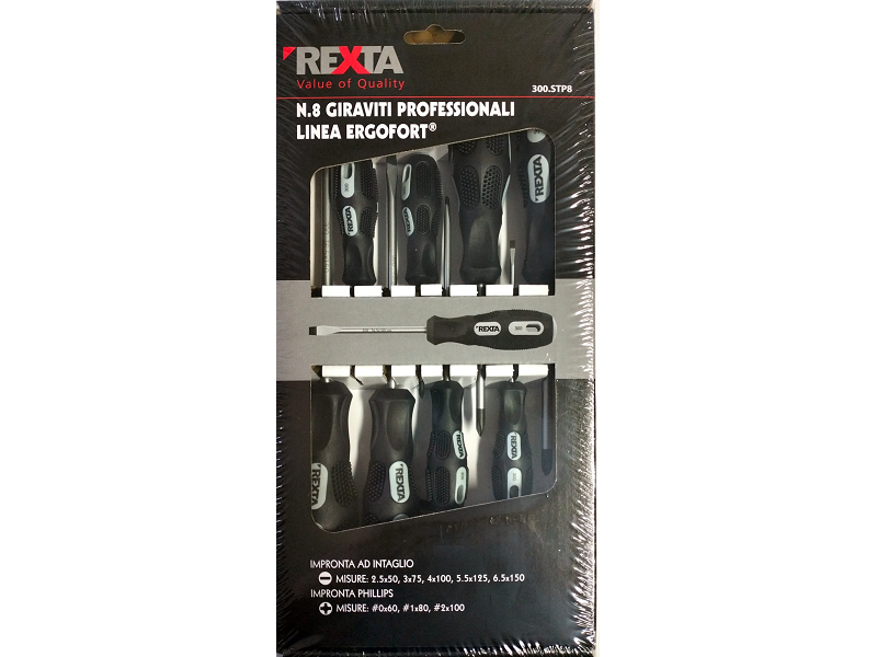REXTA SERIE DA 8 GIRAVITI A CROCE E A TAGLIO
