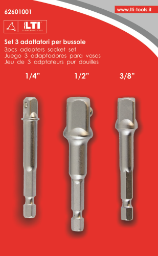 KRINO SET DA 3 ADATTATORI PER BUSSOLE 3/8" 1/2" E 1/4"